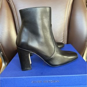 Stuart Weitzman Nell 85 Black leather ankle boots Size 7 Original Box Dust Bag
